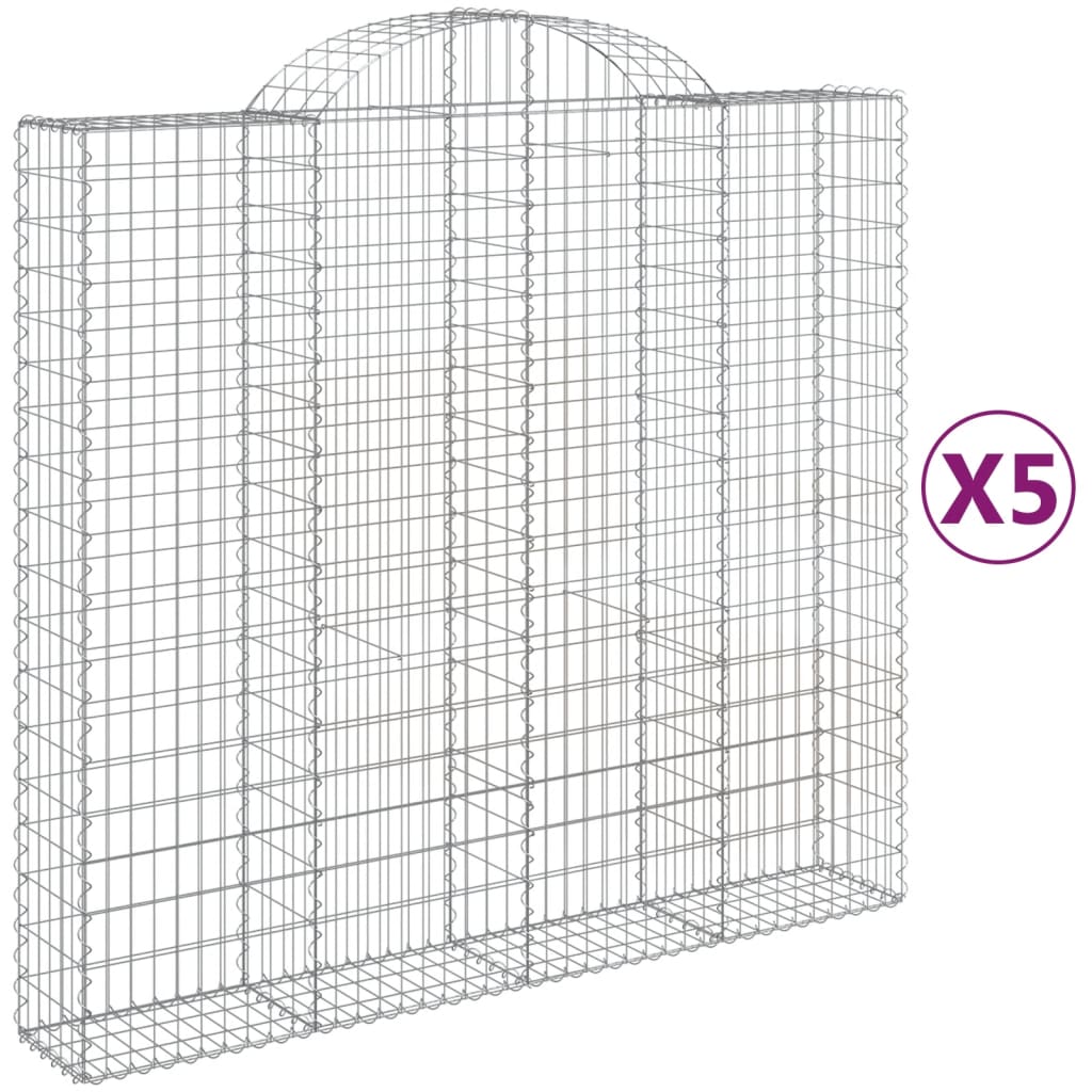 5 db íves horganyzott vas gabion kosár 200x50x180/200 cm 2