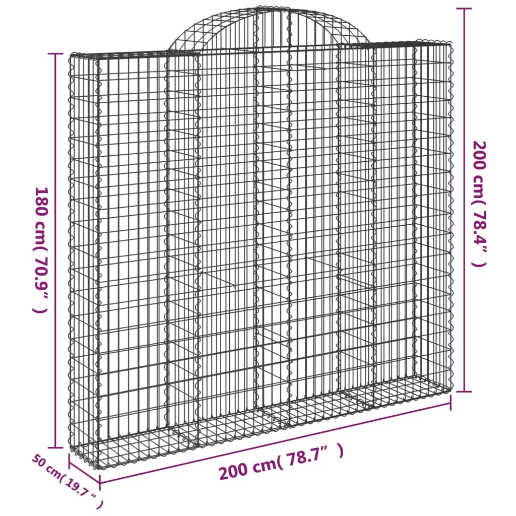 5 db íves horganyzott vas gabion kosár 200x50x180/200 cm 6
