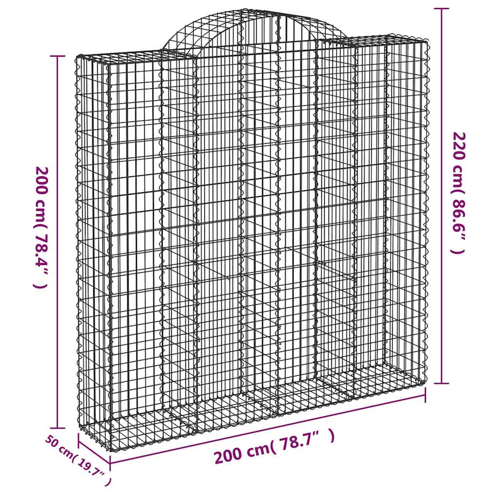9 db íves horganyzott vas gabion kosár 200x50x200/220 cm 6