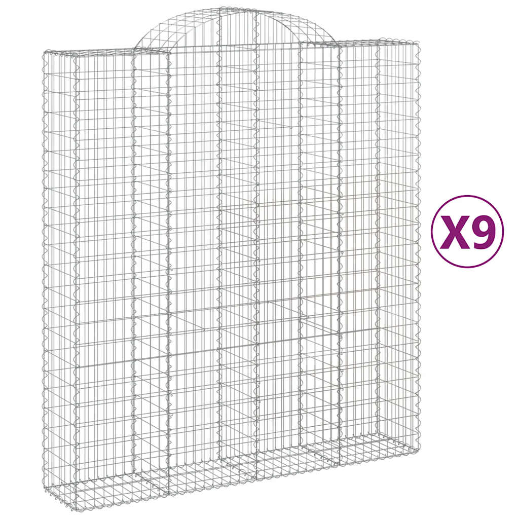 9 db íves horganyzott vas gabion kosár 200x50x220/240 cm 2