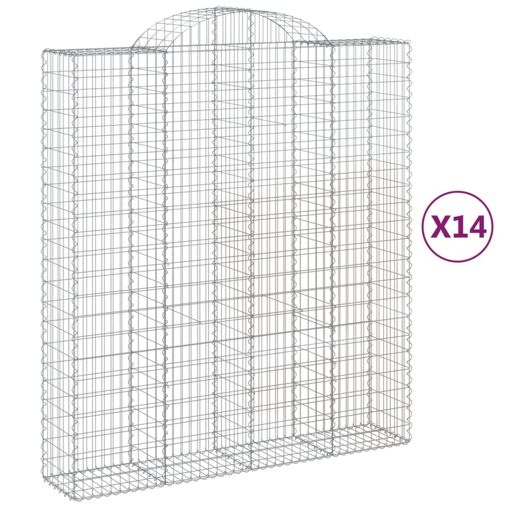 14 db íves horganyzott vas gabion kosár 200x50x220/240 cm 2