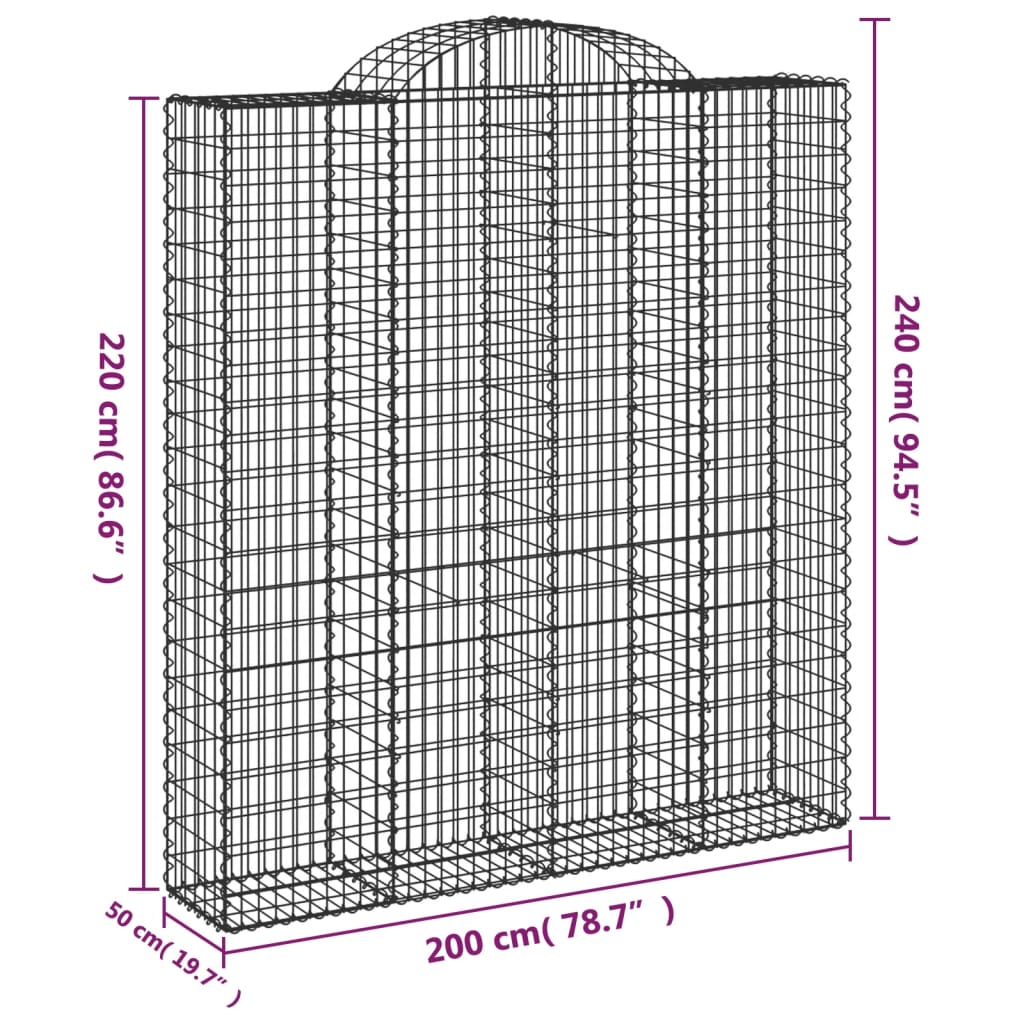 14 db íves horganyzott vas gabion kosár 200x50x220/240 cm 6