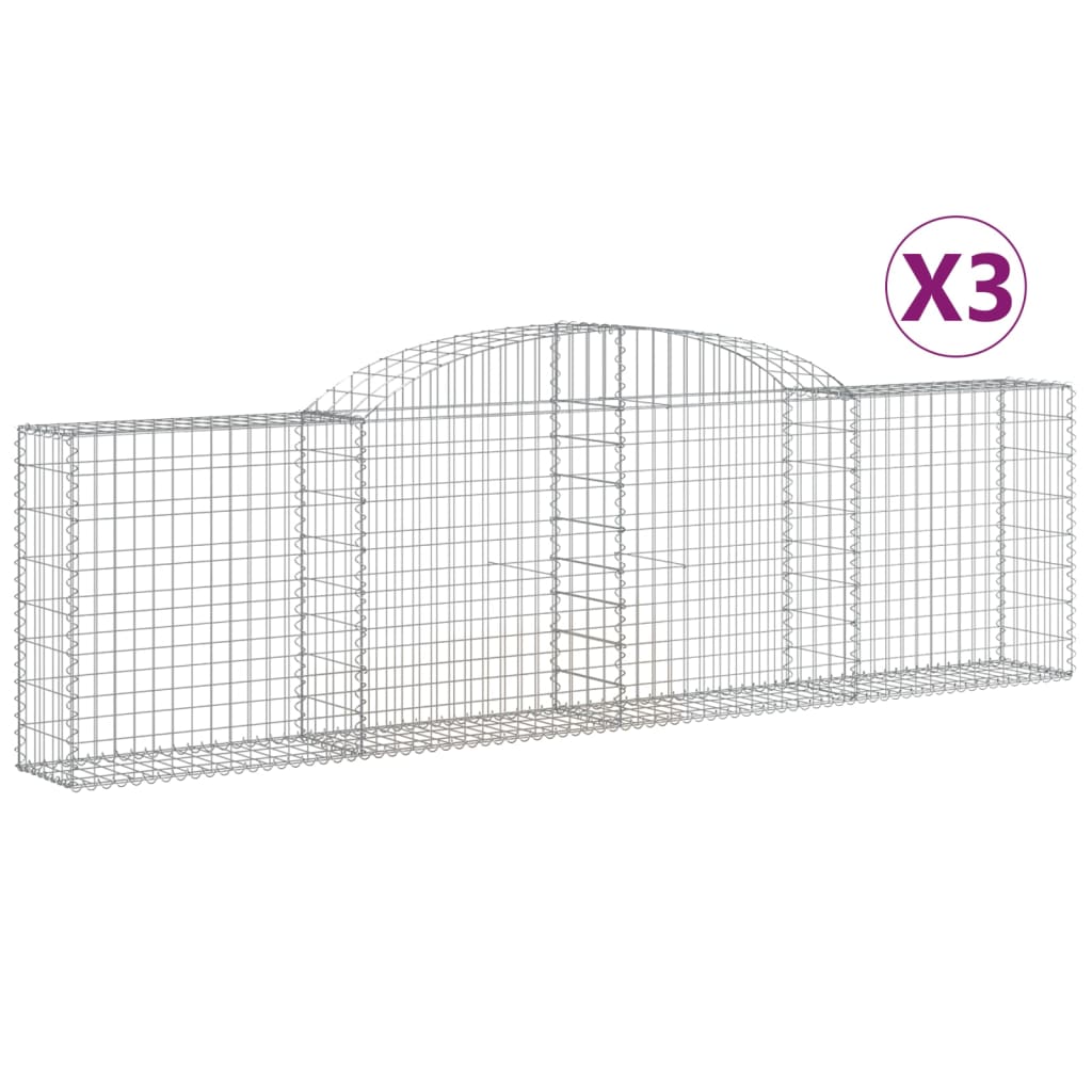 3 db íves horganyzott vas gabion kosár 300x30x80/100 cm 2
