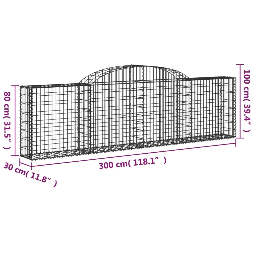 17 db íves horganyzott vas gabion kosár 300x30x80/100 cm 6