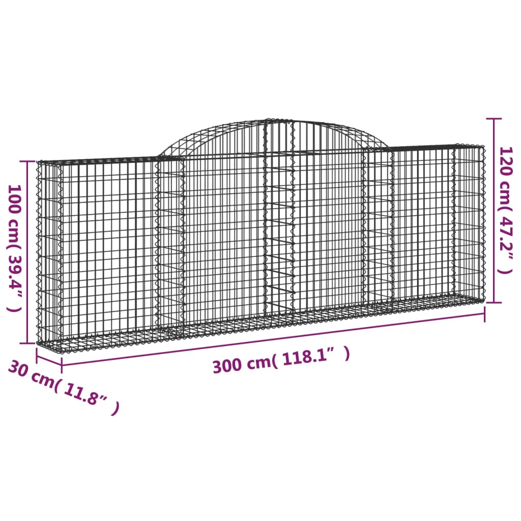 9 db íves horganyzott vas gabion kosár 300 x 30 x 100/120 cm 6
