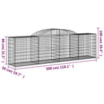 9 db íves horganyzott vas gabion kosár 300x50x80/100 cm 6