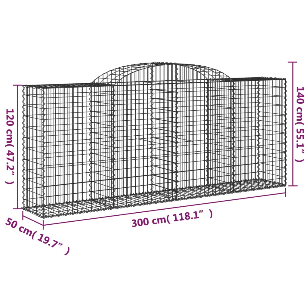 17 db íves horganyzott vas gabion kosár 300x50x120/140 cm 6