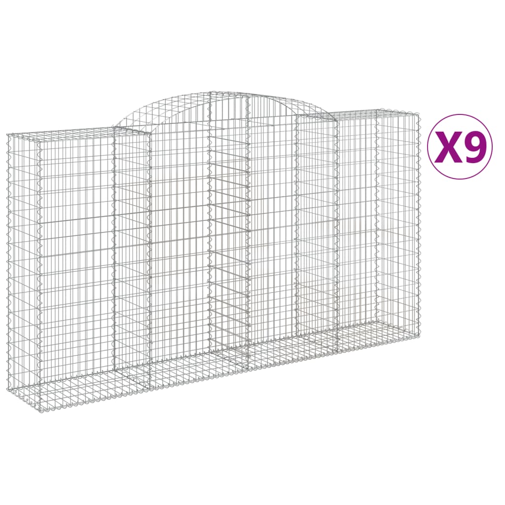 9 db íves horganyzott vas gabion kosár 300x50x160/180 cm 2