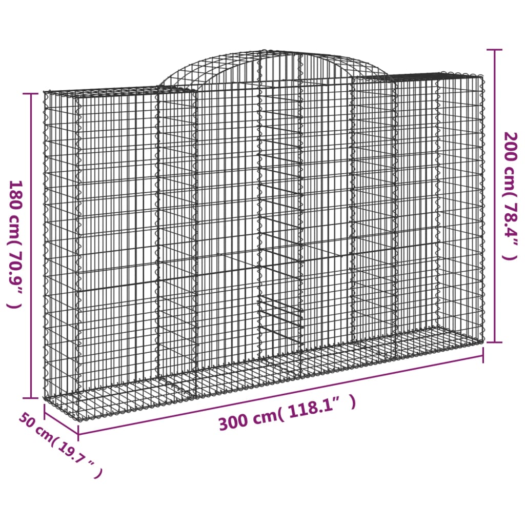10 db íves horganyzott vas gabion kosár 300x50x180/200 cm 6