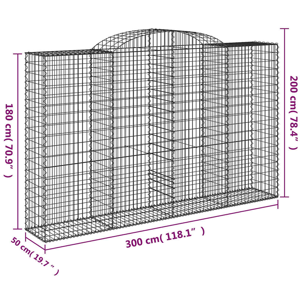 15 db íves horganyzott vas gabion kosár 300x50x180/200 cm 6