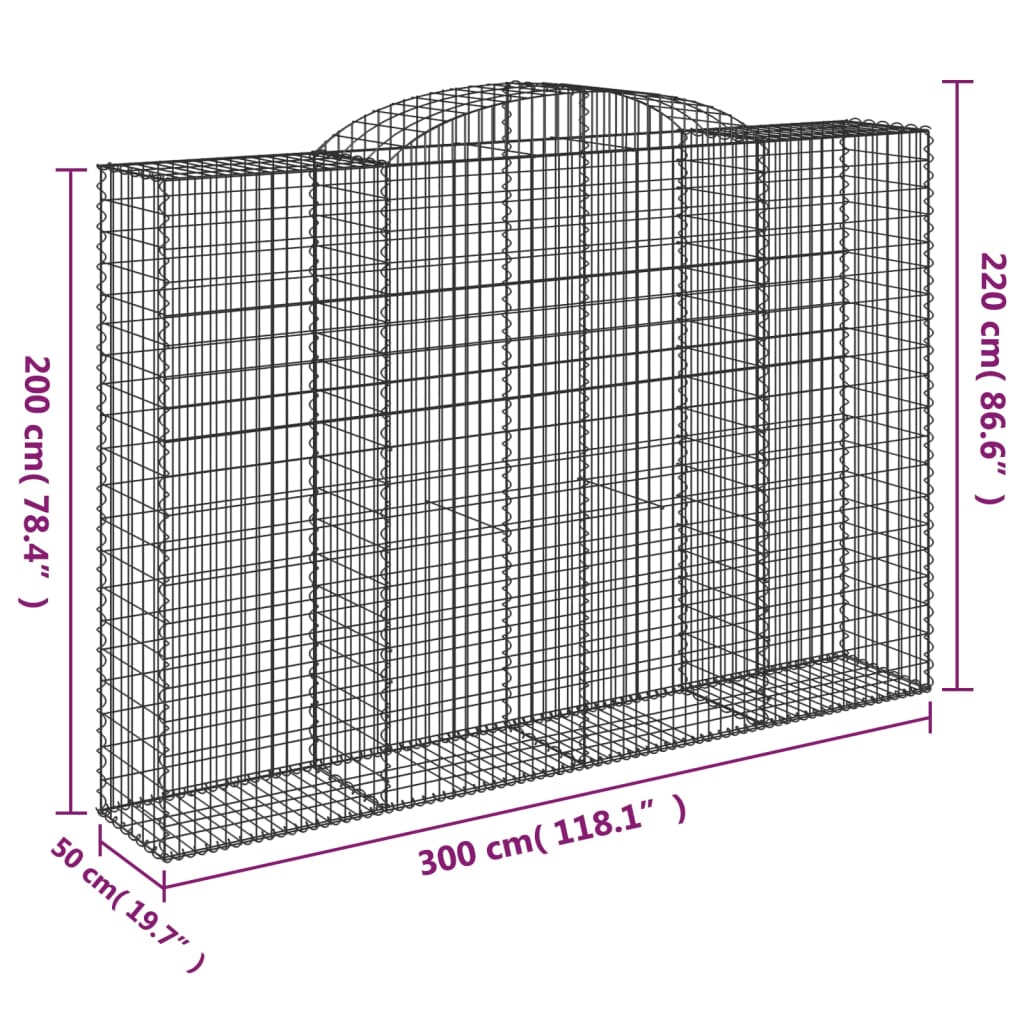 9 db íves horganyzott vas gabion kosár 300x50x200/220 cm 6