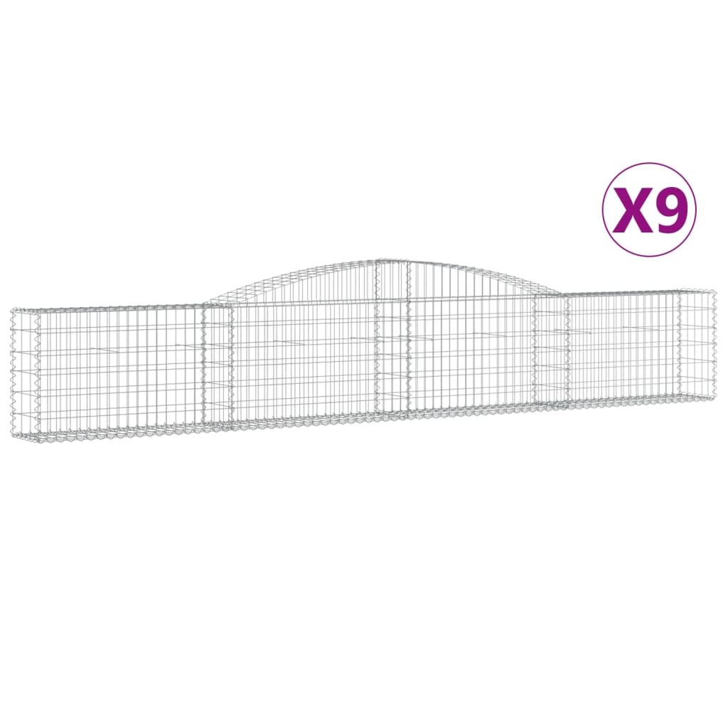 9 db íves horganyzott vas gabion kosár 400x30x60/80 cm 2