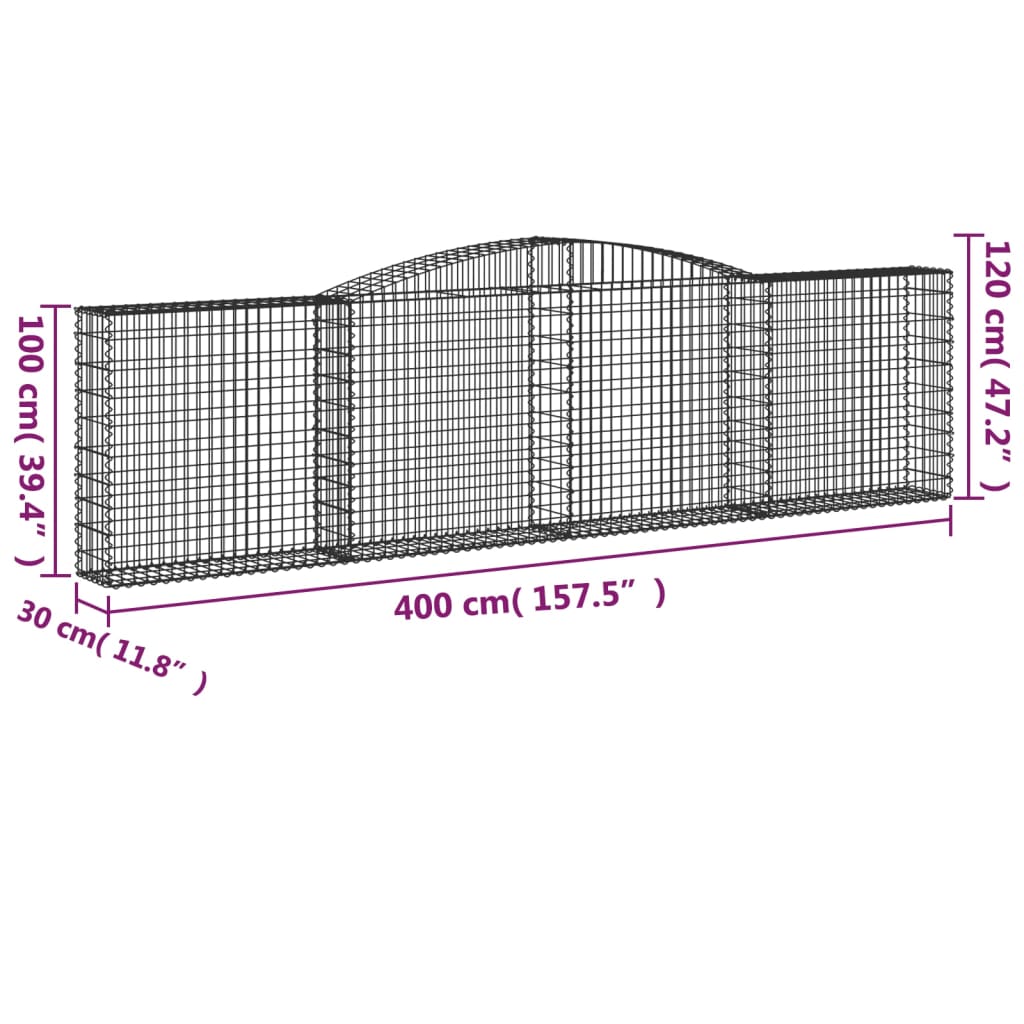 20 db íves horganyzott vas gabion kosár 400x30x100/120 cm 6