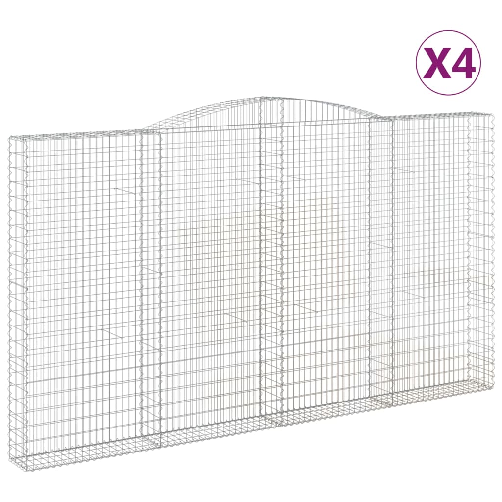 4 db íves horganyzott vas gabion kosár 400x30x220/240 cm 2