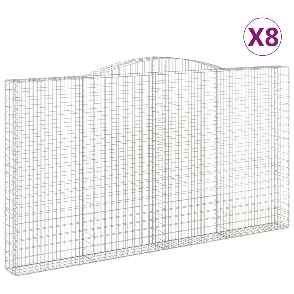 8 db íves horganyzott vas gabion kosár 400x30x220/240 cm 2