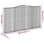 8 db íves horganyzott vas gabion kosár 400x30x220/240 cm 6