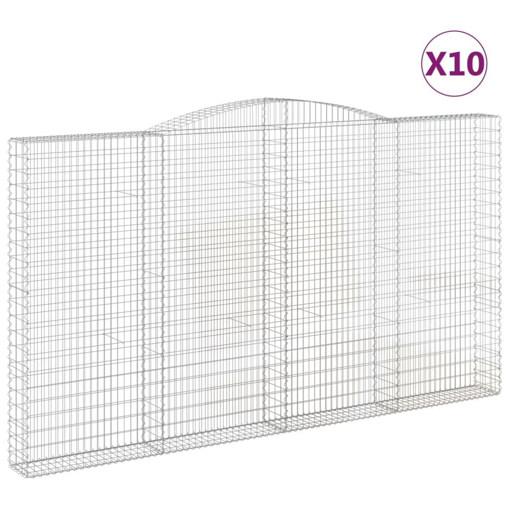 10 db íves horganyzott vas gabion kosár 400x30x220/240 cm 2