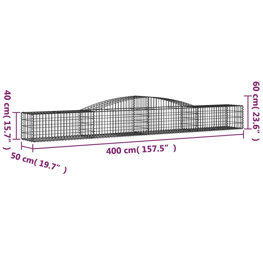 20 db íves horganyzott vas gabion kosár 400x50x40/60 cm 6