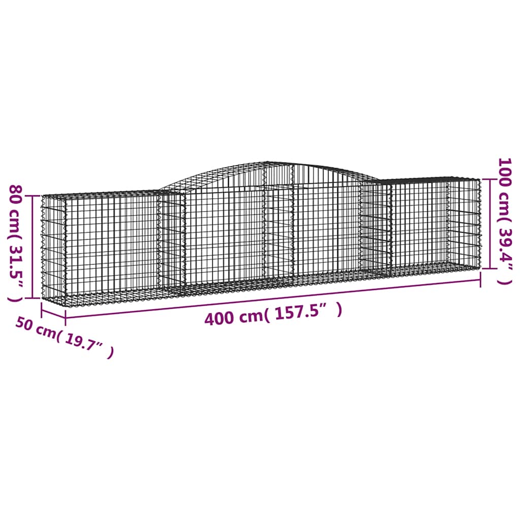 15 db íves horganyzott vas gabion kosár 400x50x80/100 cm 6
