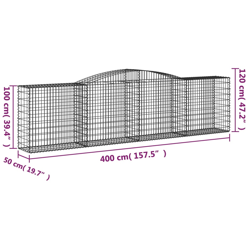 15 db íves horganyzott vas gabion kosár 400x50x100/120 cm 6
