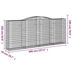 8 db íves horganyzott vas gabion kosár 400x50x160/180 cm 6