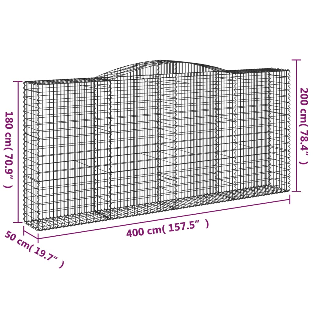 7 db íves horganyzott vas gabion kosár 400x50x180/200 cm 6