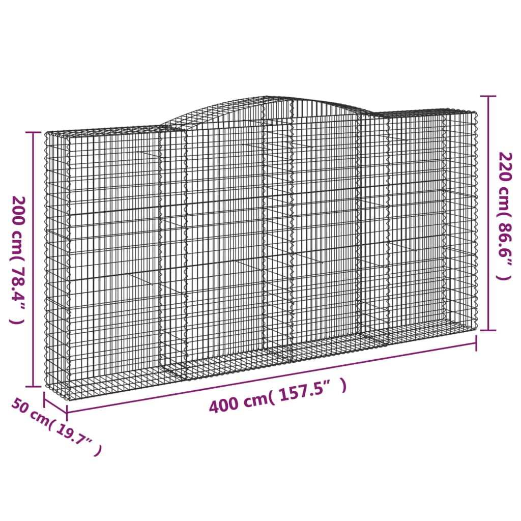 7 db íves horganyzott vas gabion kosár 400x50x200/220 cm 6