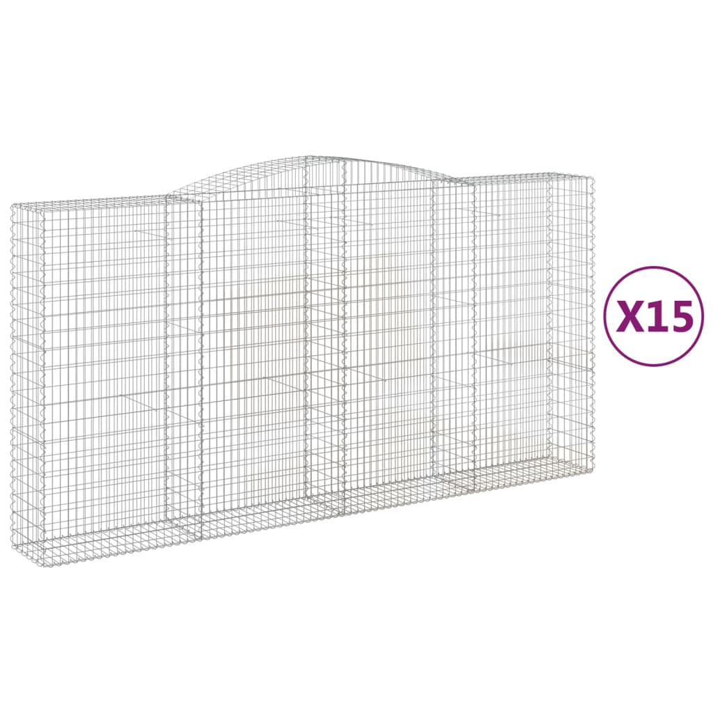15 db íves horganyzott vas gabion kosár 400x50x200/220 cm 2