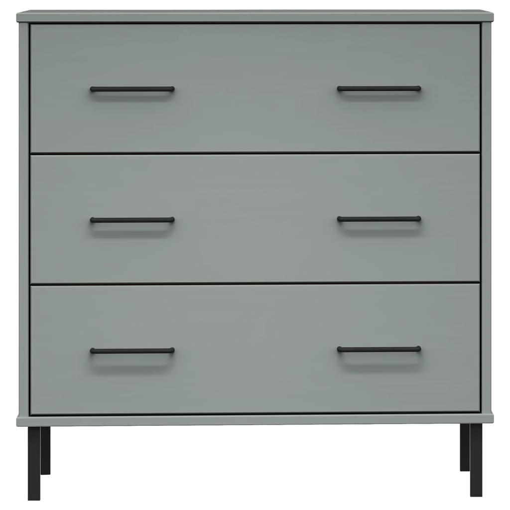 OSLO szürke tömör fa tálalószekrény 3 fiókkal 77 x 40 x 79,5 cm 4