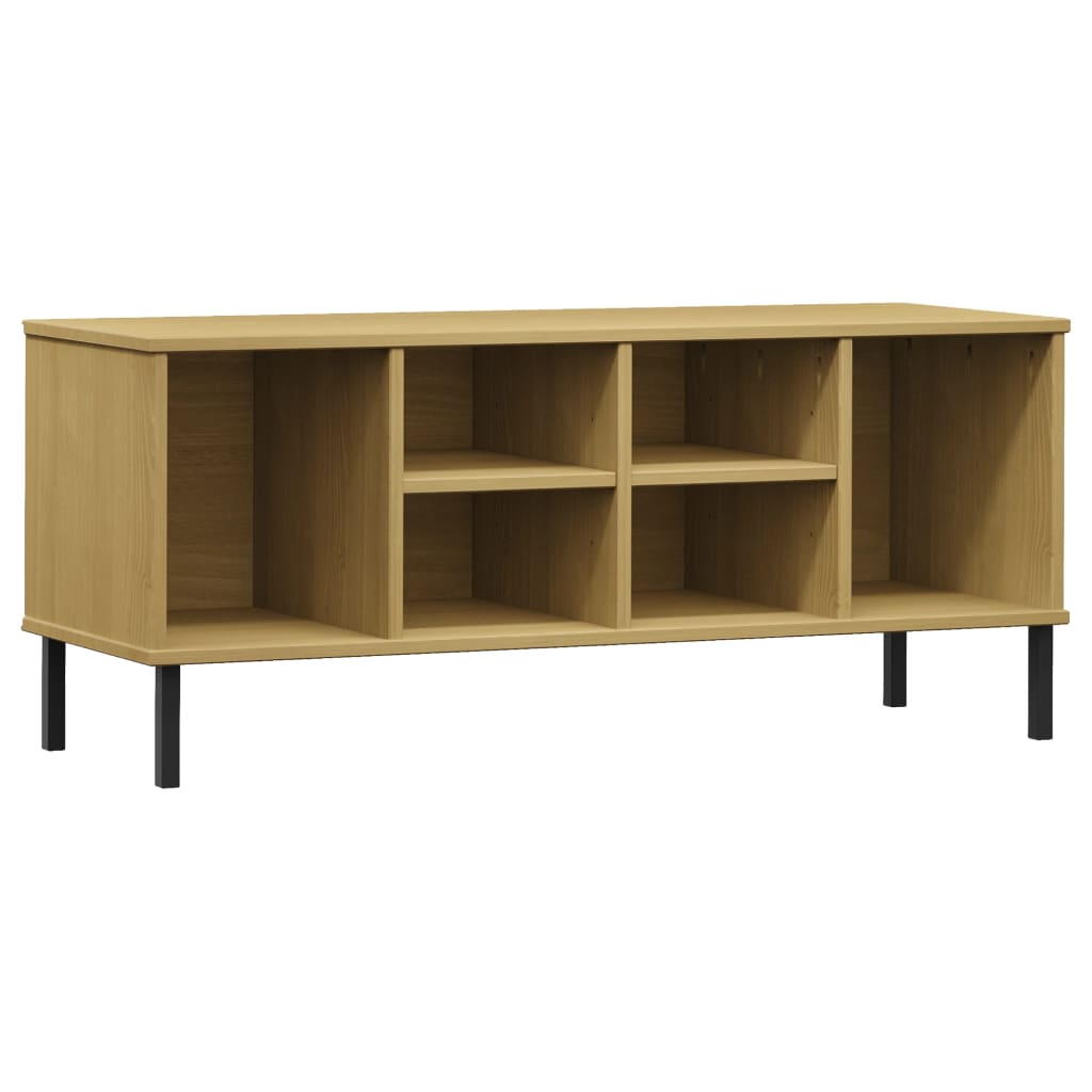 OSLO barna tömör fa cipőszekrény fém lábakkal 106 x 35 x 45 cm 2