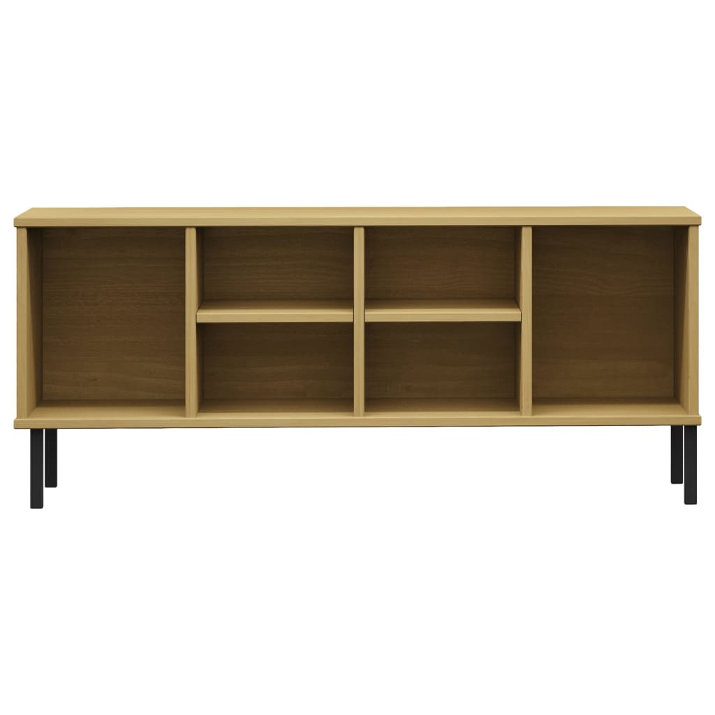 OSLO barna tömör fa cipőszekrény fém lábakkal 106 x 35 x 45 cm 4