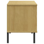 OSLO barna tömör fa cipőszekrény fém lábakkal 106 x 35 x 45 cm 5