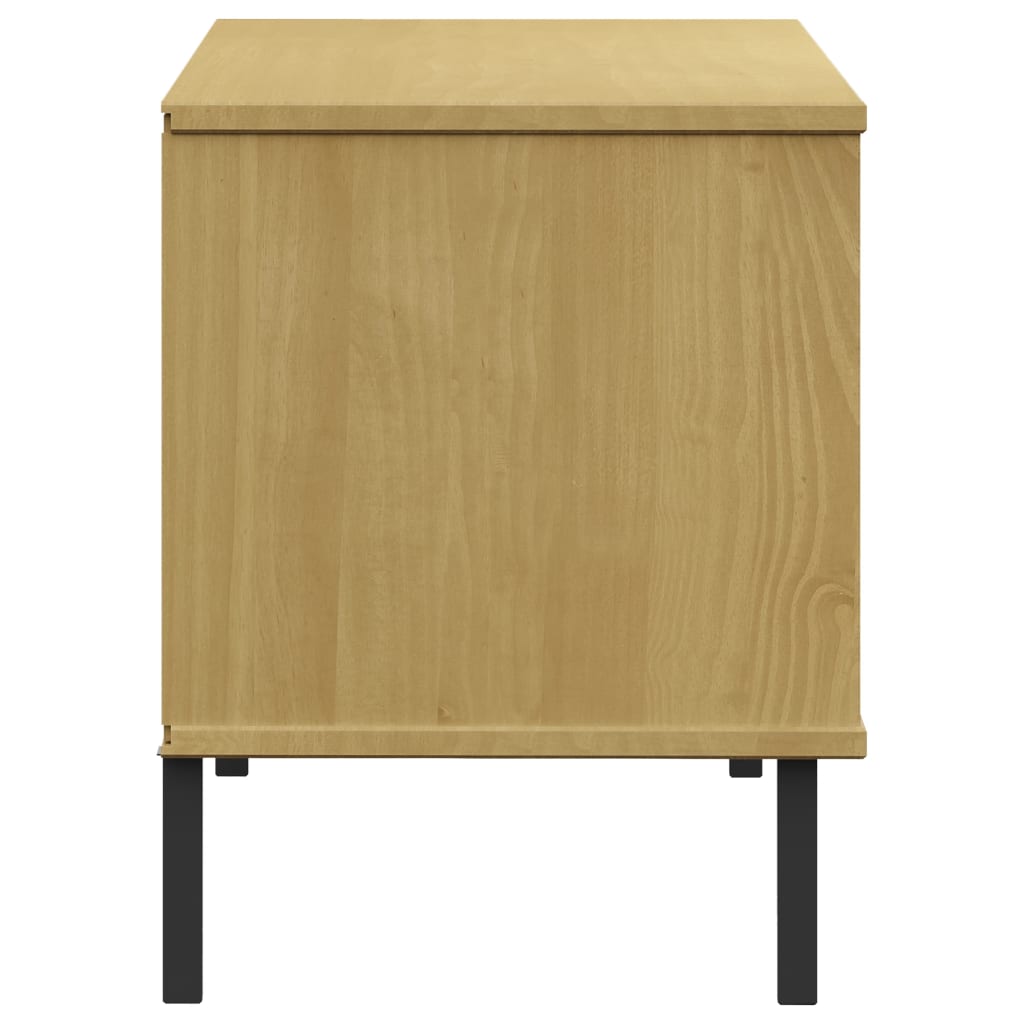 OSLO barna tömör fa cipőszekrény fém lábakkal 106 x 35 x 45 cm 5