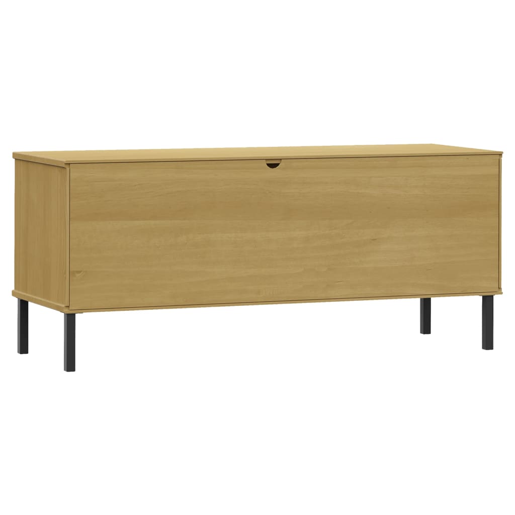 OSLO barna tömör fa cipőszekrény fém lábakkal 106 x 35 x 45 cm 6