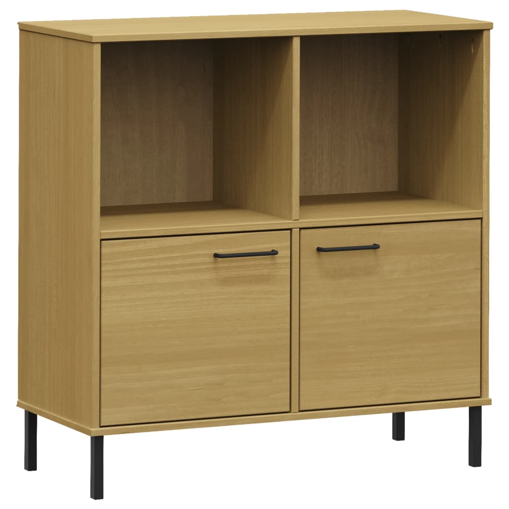 OSLO barna tömör fa könyvszekrény fém lábakkal 90x35x90,5 cm 2