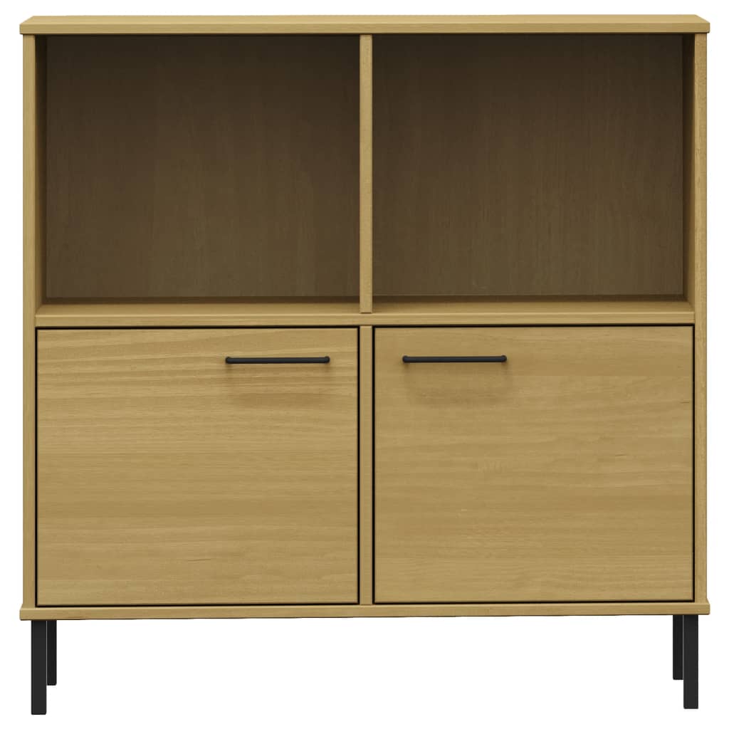 OSLO barna tömör fa könyvszekrény fém lábakkal 90x35x90,5 cm 4