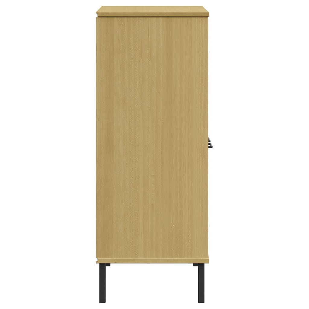 OSLO barna tömör fa könyvszekrény fém lábakkal 90x35x90,5 cm 6