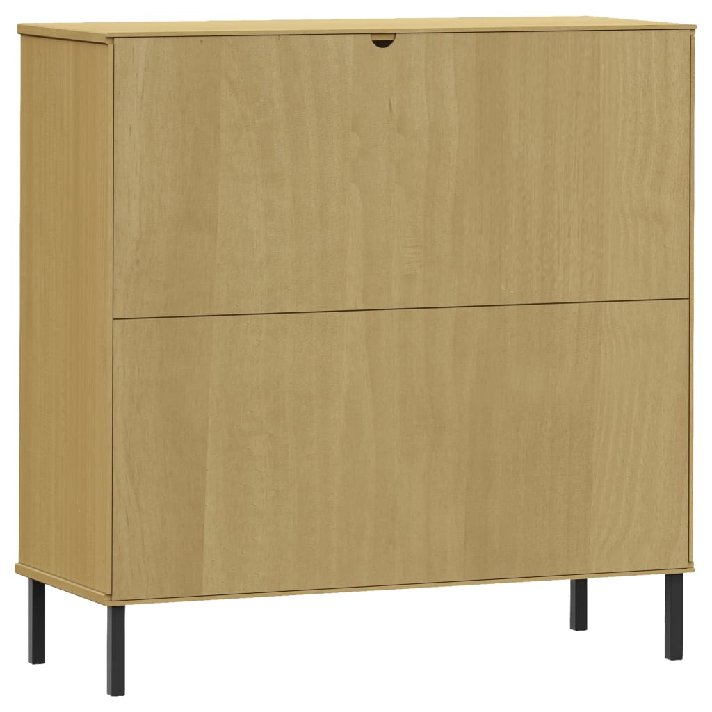 OSLO barna tömör fa könyvszekrény fém lábakkal 90x35x90,5 cm 7