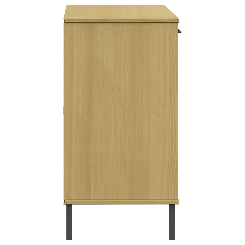 OSLO barna tömör fa tálalószekrény fém lábakkal 113x40x77 cm 6