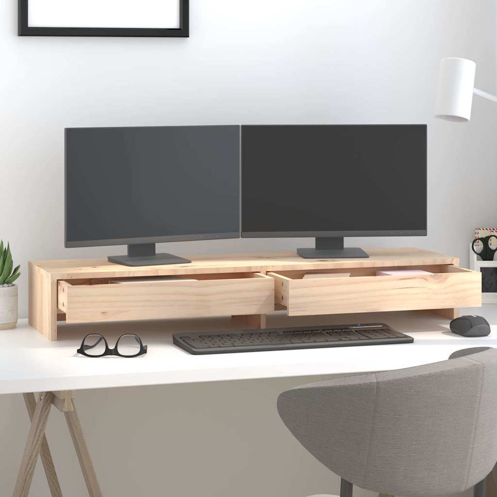 Tömör fenyőfa monitorállvány 100x27x15 cm 3