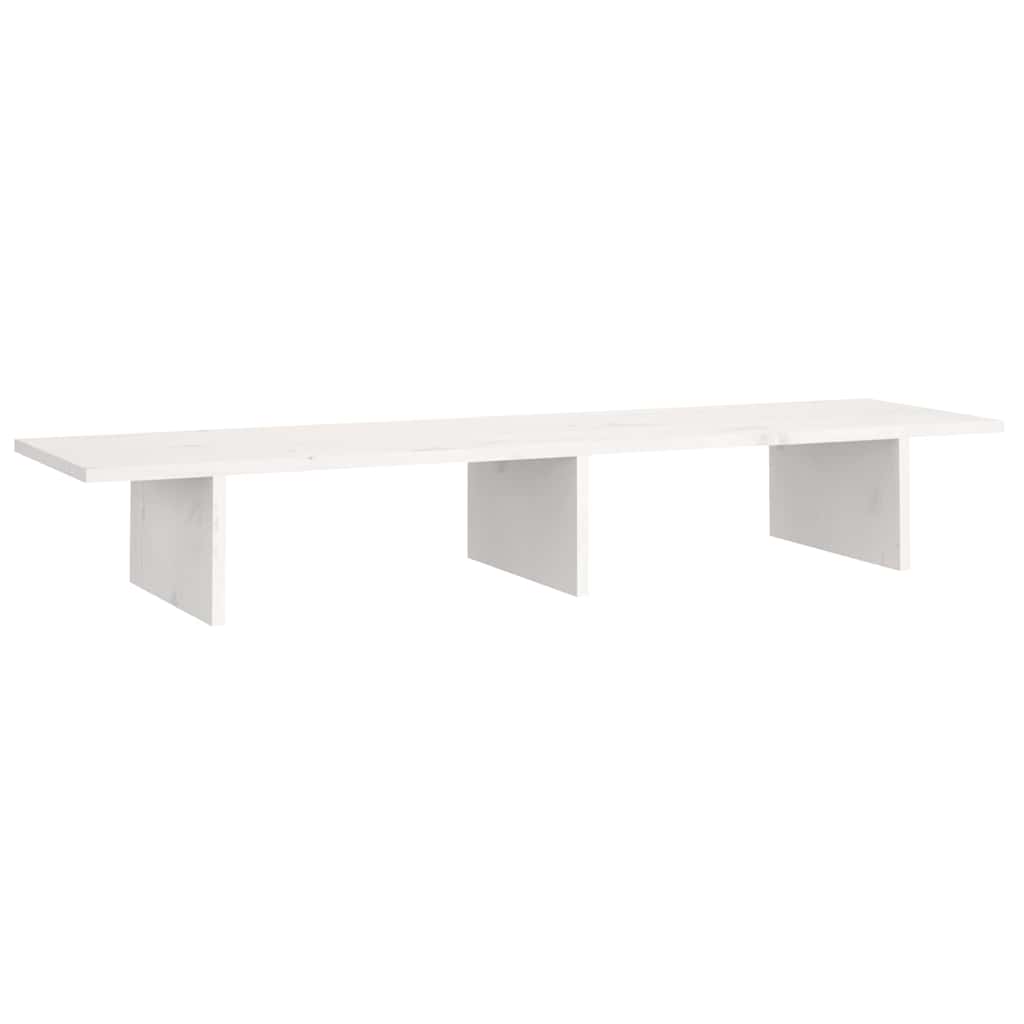 Fehér tömör fenyőfa monitorállvány 100x27x15 cm 2