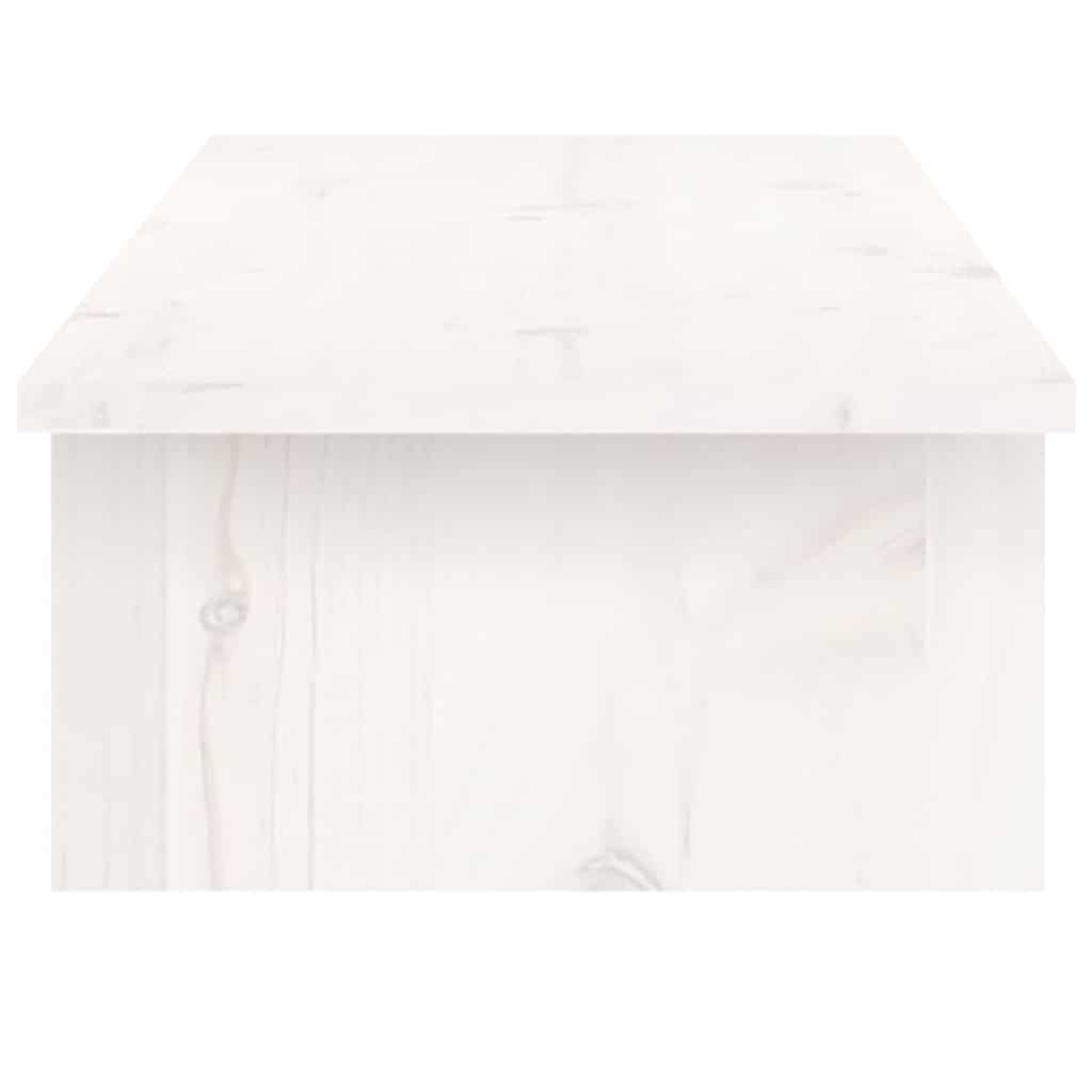 Fehér tömör fenyőfa monitorállvány 100x27x15 cm 6