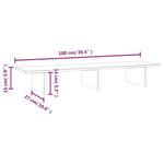 Fehér tömör fenyőfa monitorállvány 100x27x15 cm 8