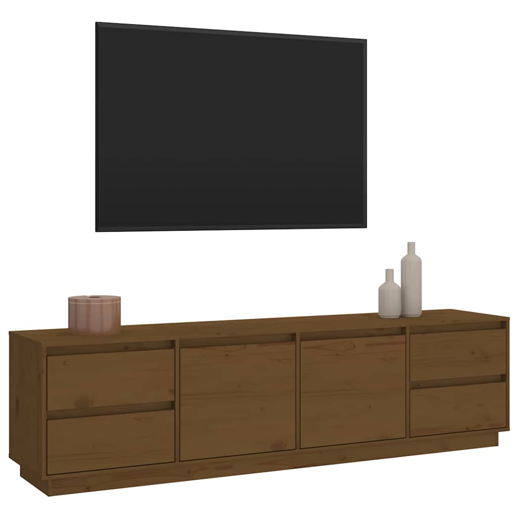 Mézbarna tömör fenyőfa TV-szekrény 176x37x47,5 cm 4