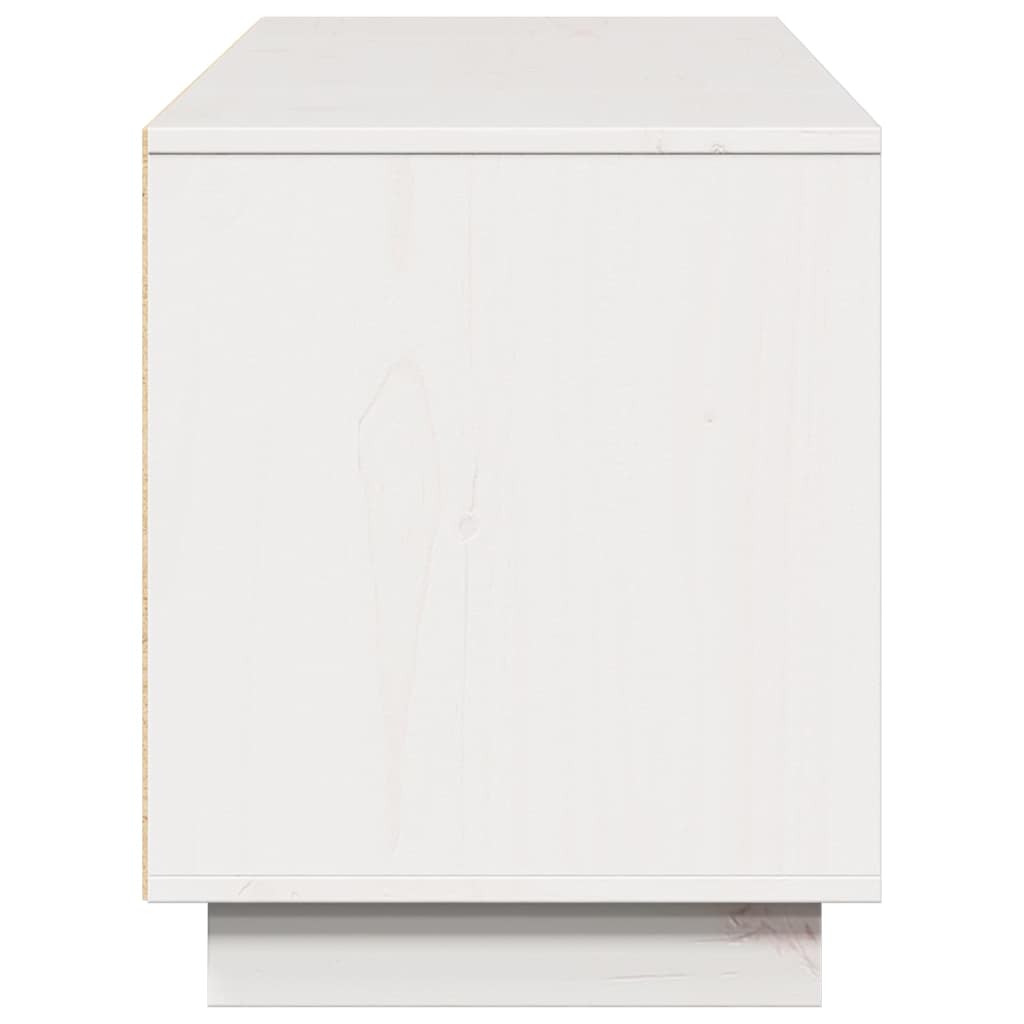 Fehér tömör fenyőfa TV-szekrény 156 x 37 x 45 cm 6