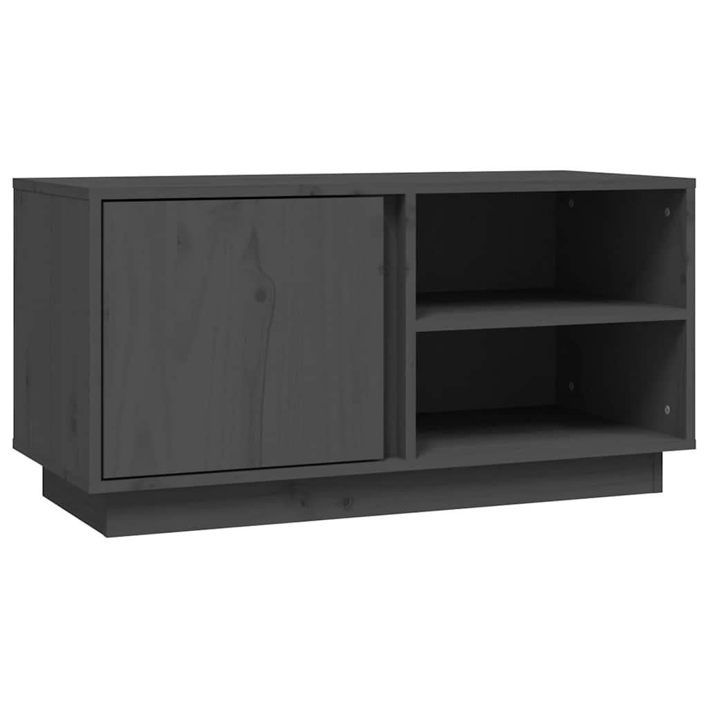 Szürke tömör fenyőfa TV-szekrény 80 x 35 x 40,5 cm 2