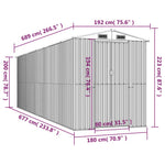 Antracitszürke horganyzott acél kerti fészer 192 x 689 x 223 cm 8