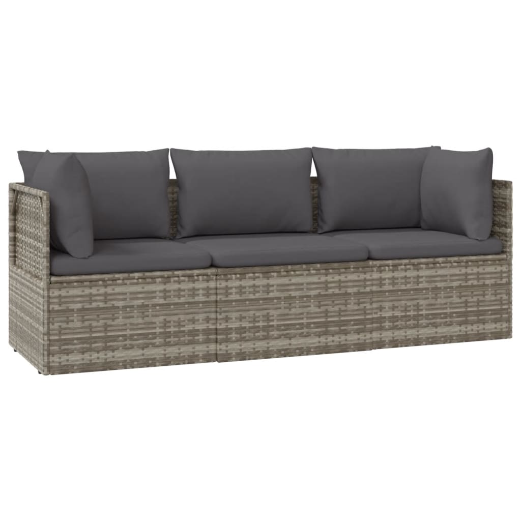 3 részes szürke polyrattan kerti ülőgarnitúra párnákkal 2