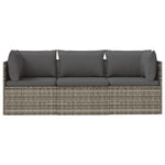 3 részes szürke polyrattan kerti ülőgarnitúra párnákkal 4