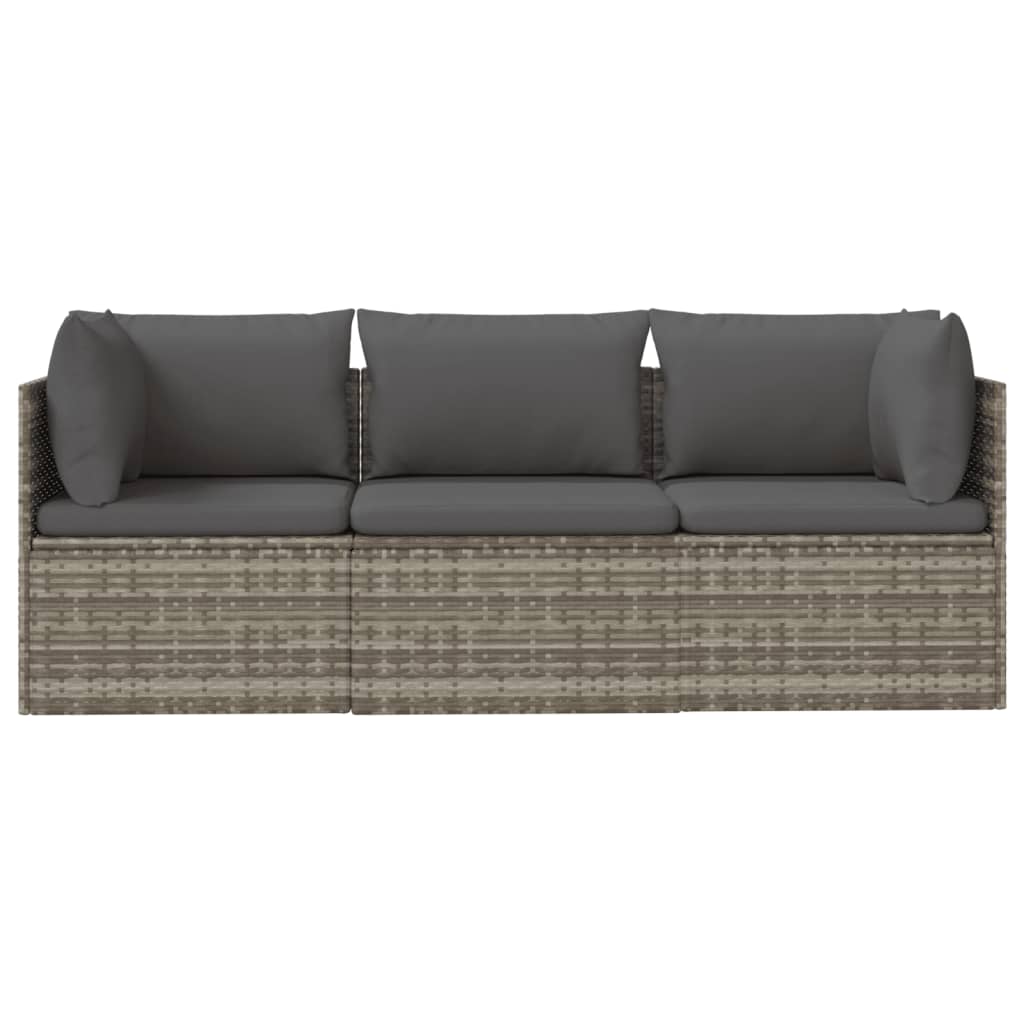 3 részes szürke polyrattan kerti ülőgarnitúra párnákkal 4